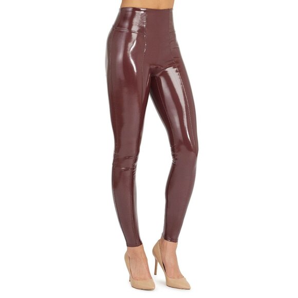 Spanx Pants Womens Large Ruby Faux Patent Leather Leggings NWT - Picture 1 of 1
